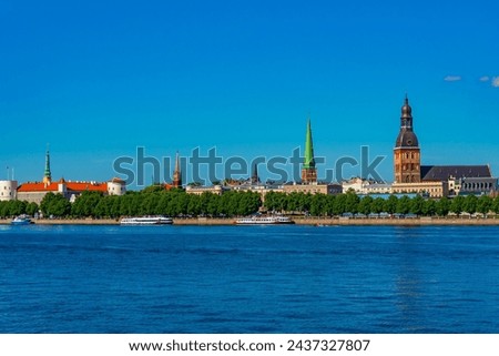 Panorama of riga including the Riga castle, cathedral and saint James church, Latvia. . Royalty-Free Stock Photo #2437327807
