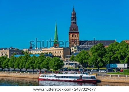 Panorama of riga including the Riga castle, cathedral and saint James church, Latvia. . Royalty-Free Stock Photo #2437329677