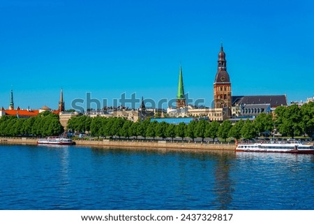 Panorama of riga including the Riga castle, cathedral and saint James church, Latvia. . Royalty-Free Stock Photo #2437329817