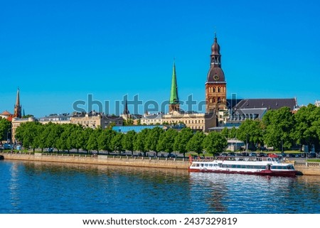Panorama of riga including the Riga castle, cathedral and saint James church, Latvia. . Royalty-Free Stock Photo #2437329819