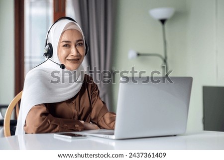 Muslim woman as call center ,After sales service staff.