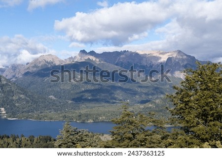 Picture of the view of the mountains, forests and plants of Circuito Chico, Bariloche, Argentina