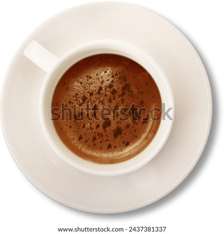 Hot coffee drink close up view on small plate fit for your drink concept.