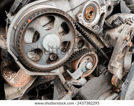 Car Engine Timing Belt Close-Up Royalty-Free Stock Photo #2437382295