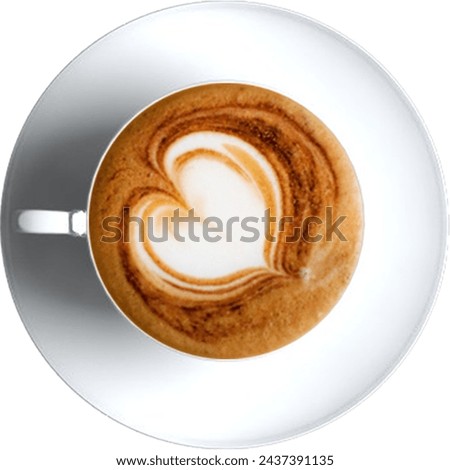 Realistic top up view coffee cup isolated on transparent background, suitable element for scenes project.