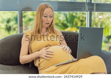 Weary pregnant woman, tired of working from home, navigates the challenges of balancing professional tasks with pregnancy demands