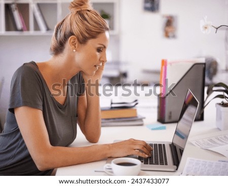 Business woman, computer and phone call for office communication, planning and editing support on software. Professional writer, editor or advisor talking on her mobile and typing for project advice
