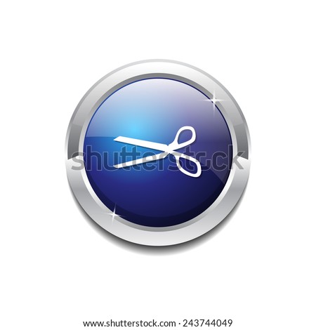 Scissor Sign Blue Vector Icon Button