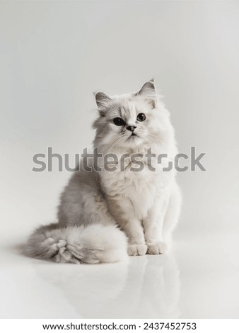 Photo of a beautiful cat on a white background, photo Royalty-Free Stock Photo #2437452753