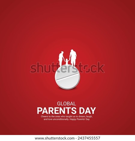 global parent's day. parent's day creative ads design Jun 1 . social media poster, vector, 3D illustration.