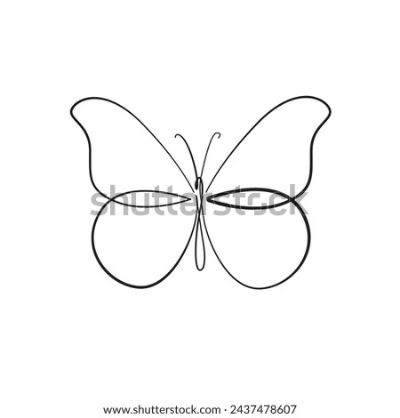 Continuous Line Drawing of Butterfly Trendy Minimal Illustration. Butterfly One Line Abstract Drawing. Vector EPS 10.	