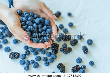 Discover the vibrant flavors of Vaccinium sect. cyanococcus berries! Handpicked for freshness, these antioxidant-rich fruits are perfect for desserts, jams, and smoothies. Taste the goodness today Royalty-Free Stock Photo #2437513699