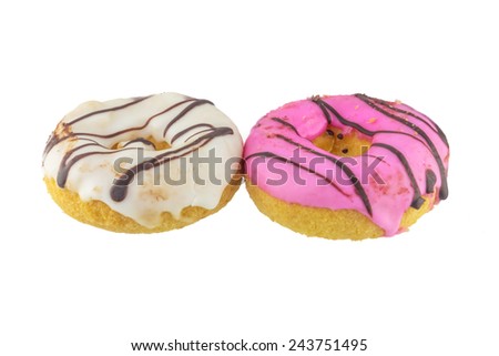 Delicious sweet donuts isolated  on white background.