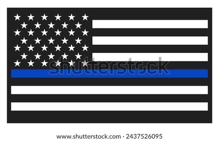 Vector image of American flag. American police flag. Vector illustration of the USA flag. EPS 10.