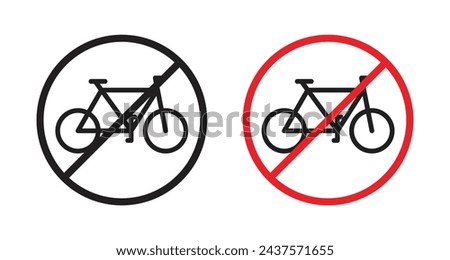Bicycle Utilization and Parking Prohibition Vector Icon Set. Bike Use Ban vector symbol for UI design.