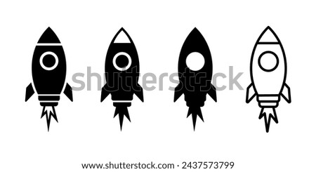Vector rocket icon set, clip art space ship illustration colelction, decorative element variations