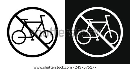 Bicycle Prohibition Sign Icon Set. Vector Illustration