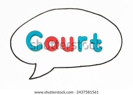 Alphabet letter with word court in black line hand drawing as bubble speech on white board background Royalty-Free Stock Photo #2437581561