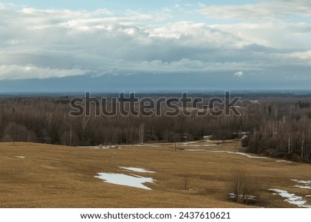 Early spring landscape in the golden hour, Estonia