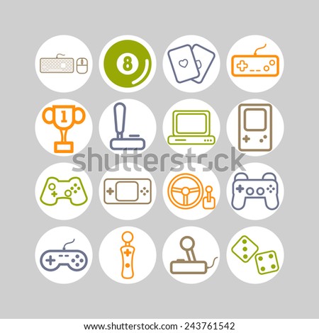 Set of simple icons for video games, controllers, web and applications