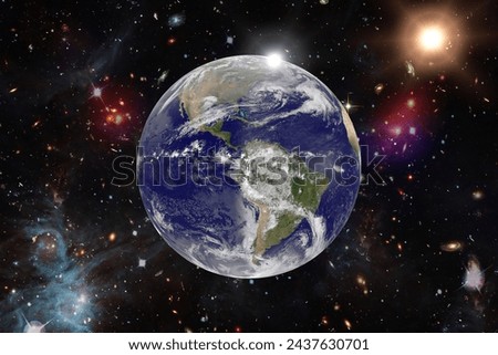 Earth and light. The elements of this image furnished y NASA.


