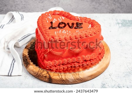 Heart shaped cake. Specially designed heart cake prepared for Valentine's Day