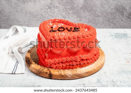 Heart shaped cake. Specially designed heart cake prepared for Valentine's Day