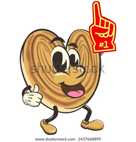 palmeritas cookies cartoon vector isolated clip art illustration mascot raising a foam finger, work of handmade