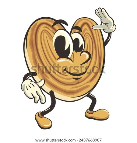 palmeritas cookies cartoon vector isolated clip art illustration mascot dancing while waving, work of handmade