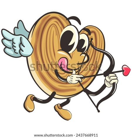 palmeritas cookies cartoon vector isolated clip art illustration mascot being cupid with arrow of love, work of handmade