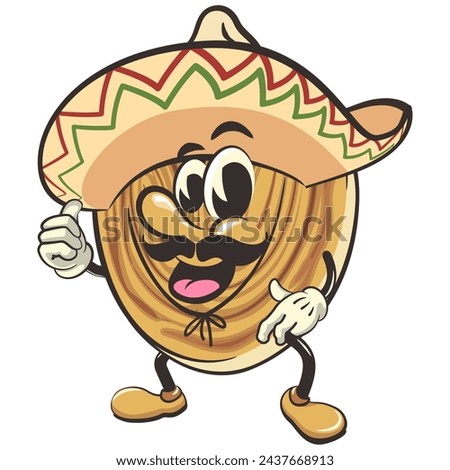palmeritas cookies cartoon vector isolated clip art illustration mascot wearing sombrero with thumb up, work of handmade