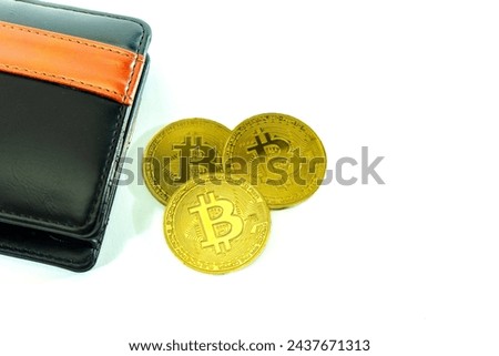 Front view of Bitcoin, isolated on a white background.