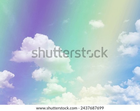 beauty sweet pastel purple and green colorful with fluffy clouds on sky. multi color rainbow image. abstract fantasy growing light