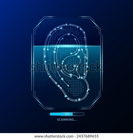Ear scanning radar screen. Medical technology health care. Digital interface system MRI scan analysis of human organ. Science concept. Vector EPS10. Royalty-Free Stock Photo #2437689655