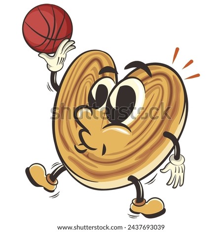 palmeritas cookies cartoon vector isolated clip art illustration mascot playing basketball, work of handmade