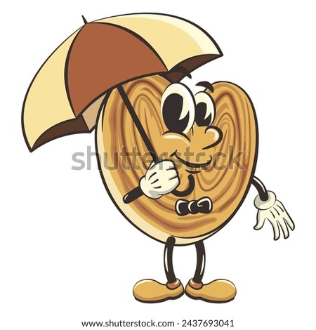 palmeritas cookies cartoon vector isolated clip art illustration mascot with umbrella, work of handmade