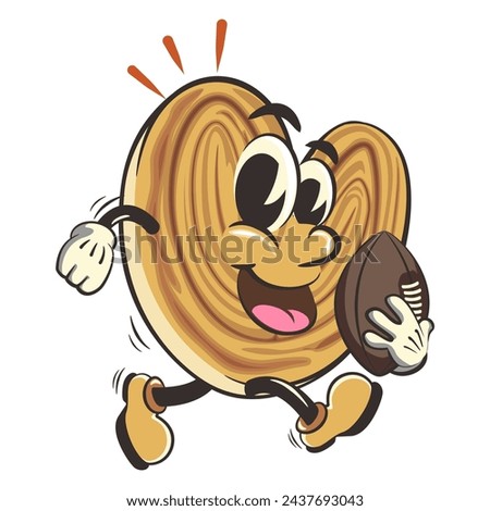 palmeritas cookies cartoon vector isolated clip art illustration mascot playing american football with an oval ball, work of handmade