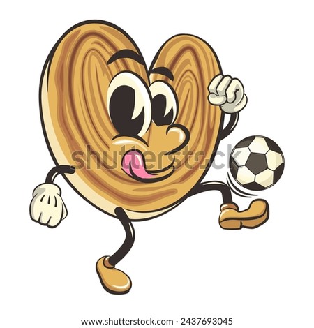 palmeritas cookies cartoon vector isolated clip art illustration mascot playing football or soccer, work of handmade