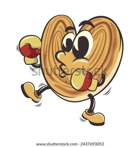 palmeritas cookies cartoon vector isolated clip art illustration mascot practicing boxing wearing boxing gloves, work of handmade