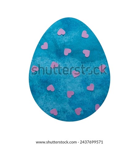 Watercolor Easter egg with hearts on a white background. illustration.