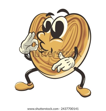 palmeritas cookies cartoon vector isolated clip art illustration mascot giving delicious sign, work of handmade