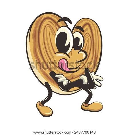 palmeritas cookies cartoon vector isolated clip art illustration mascot folding his arms calmly, work of handmade