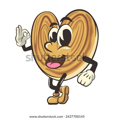 palmeritas cookies cartoon vector isolated clip art illustration mascot giving an okay sign, work of handmade