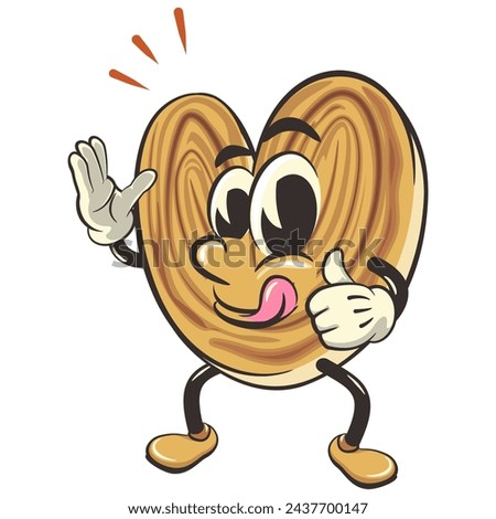 palmeritas cookies cartoon vector isolated clip art illustration mascot giving a thumbs up, work of handmade
