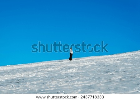 climbing a mountain full of snow