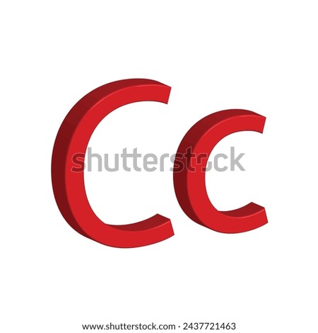 3D alphabet C in red colour. Big letter C and small letter c isolated on white background. clip art illustration vector