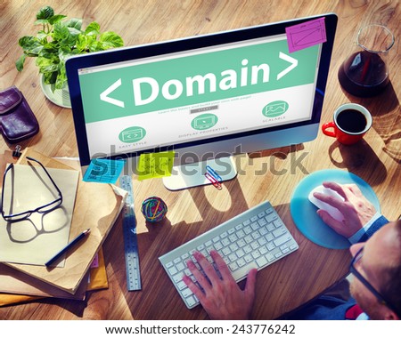 Digital Online Domain Internet Web Hosting Working Concept