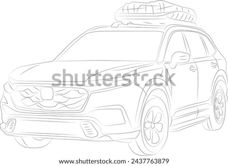 2024 SUV car crv, automobile, line draw, car graphics, outdoor, road trip, drawing, line art, coloring book