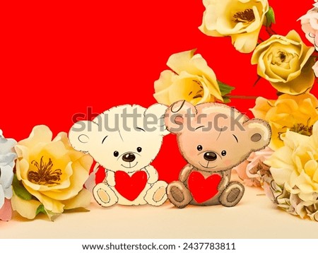 Women's Day. Mother's Day. Birthday. Valentines Day concept. Teddy Bears couple