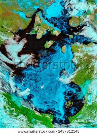 Melting ice across Hudson Bay, Canada false color. Melting ice across Hudson Bay, Canada false color. Elements of this image furnished by NASA.